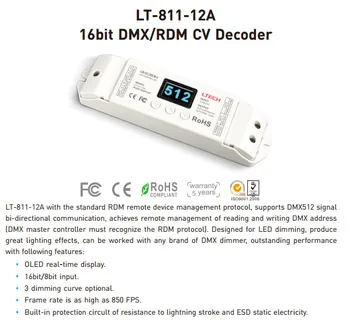 2019 New LT-811-12A 1CH DMX RDM CV Decoder 16bit/8bit input DC12V 12A*1CH+0-10V*1CH+10V PWM*1CH ouput DMX Decoder
2019 New LT-811-12A 1CH DMX RDM CV Decoder 16bit/8bit input DC12V 12A*1CH+0-10V*1CH+10V PWM*1CH ouput DMX Decoder