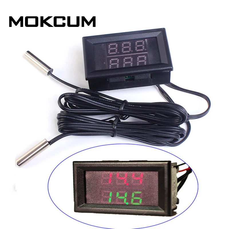 DC4-28V Red+Blue Dual Display Digital Thermometer w/NTC Waterproof Metal Probe Temperature Sensor termostato lcd Car Room Indoor
DC4-28V Red+Blue Dual Display Digital Thermometer w/NTC Waterproof Metal Probe Temperature Sensor termostato lcd Car Room Indoor