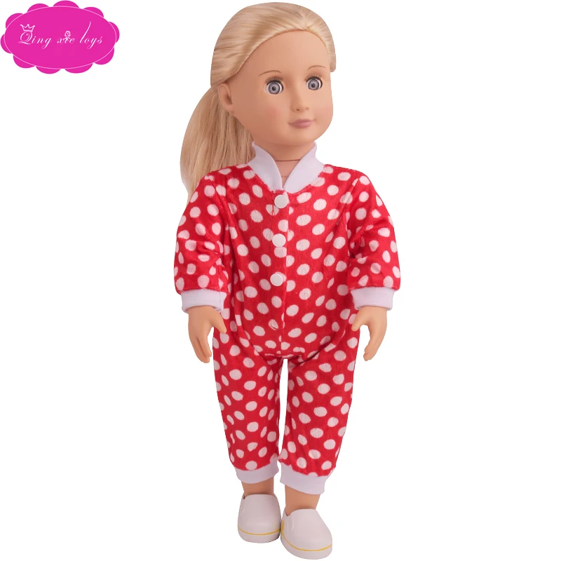 Одежда для кукол девочек 18 дюймов милый красный комбинезон в горошек
