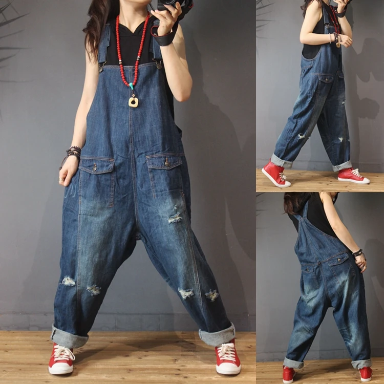 Spring Autumn Women Casual All-match Loose Plus Size Vintage Bleached Ripped Jeans Denim Overalls
Spring Autumn Women Casual All-match Loose Plus Size Vintage Bleached Ripped Jeans Denim Overalls