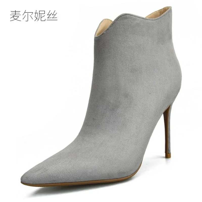 2018 Small Size 32-46 Fashion Gray Flannel High Heel Ankle Boots for Women Ladies Female Shoes Woman Girl Black Red Side zipper 
2018 Small Size 32-46 Fashion Gray Flannel High Heel Ankle Boots for Women Ladies Female Shoes Woman Girl Black Red Side zipper