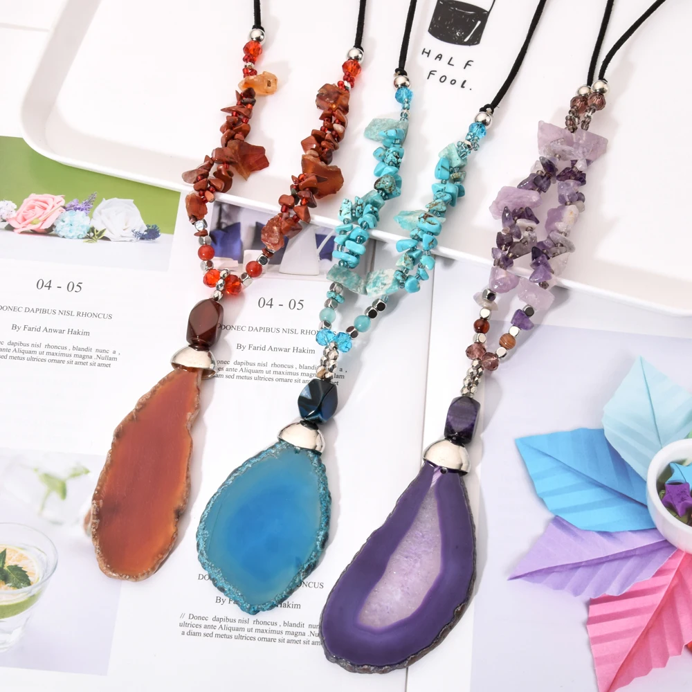 Bohemia Irregular Natural Stone Pendant Long Necklaces Multi Color Big Water Drop Necklace Choker For Women Men Fashion Jewelry
Bohemia Irregular Natural Stone Pendant Long Necklaces Multi Color Big Water Drop Necklace Choker For Women Men Fashion Jewelry