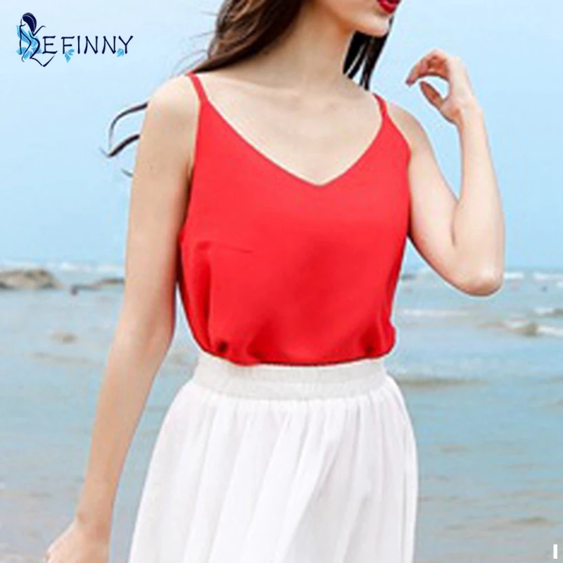 EFINNY Chiffon Women Summer Sleeveless T Shirt Sexy V-neck Cami Loose Casual Female Tops Vest Ladies Clothing
EFINNY Chiffon Women Summer Sleeveless T Shirt Sexy V-neck Cami Loose Casual Female Tops Vest Ladies Clothing