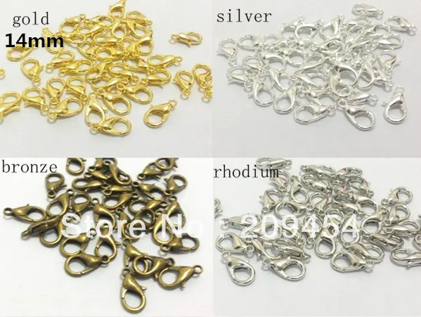 14mm 200pcs/lot 4 Colors For Choose Antique Bronze /Rhodium/Gold Plated Lobster Clasp Findings, Jewelry Lobster Clip Findings
14mm 200pcs/lot 4 Colors For Choose Antique Bronze /Rhodium/Gold Plated Lobster Clasp Findings, Jewelry Lobster Clip Findings