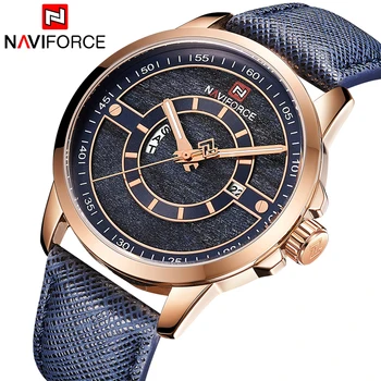 

New NAVIFORCE Men Sports Watches 3ATM Waterproof Male Top Brand Luxury Leather Wristwatch Man Date Week Quartz Fashion Watch