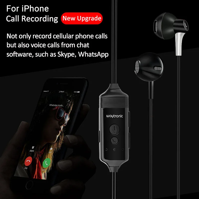 Cellular Phone Call Recorder Headset for iPhone WhatsApp Skype Facebook QQ WeChat Voice Call Recording Earphone with iOS APP
Cellular Phone Call Recorder Headset for iPhone WhatsApp Skype Facebook QQ WeChat Voice Call Recording Earphone with iOS APP