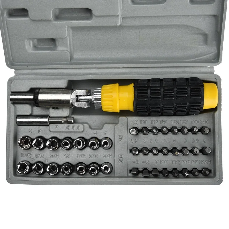 40pc In 1 Universal Screwdriver Set Ratchet Repair Tools Foldable Anti-skid Handl Screwdriver Set Bit Sleeve Wrench Screw Driver
40pc In 1 Universal Screwdriver Set Ratchet Repair Tools Foldable Anti-skid Handl Screwdriver Set Bit Sleeve Wrench Screw Driver