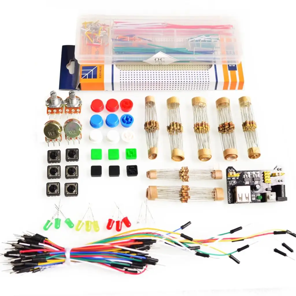 Generic Parts Package For Arduino + 3.3V/5V power module+MB-102 830 points Breadboard +65 Flexible cables+ jumper wire box
Generic Parts Package For Arduino + 3.3V/5V power module+MB-102 830 points Breadboard +65 Flexible cables+ jumper wire box