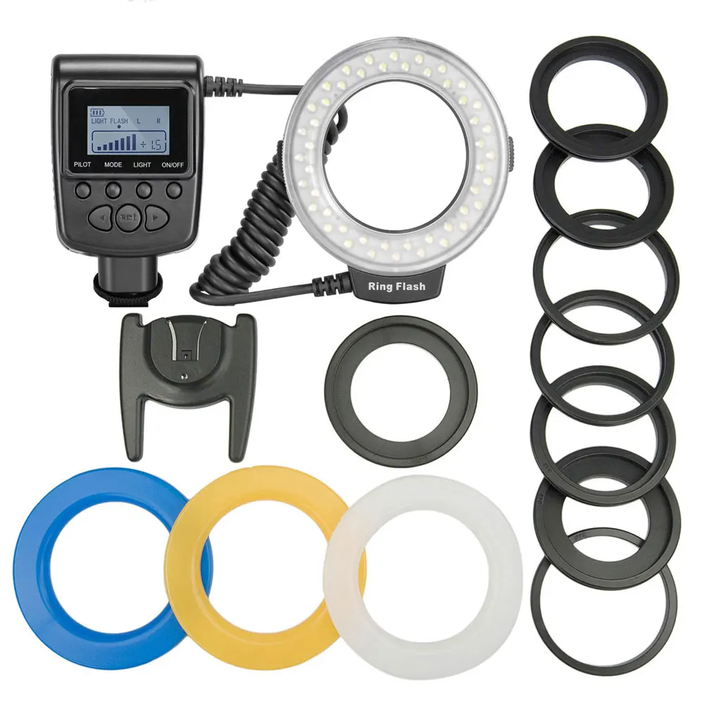 48 LED with 8 Adapter Ring Macro Flash/Continuous Light for Nikon Canon Pentax Olympus DSLR Camera | Электроника