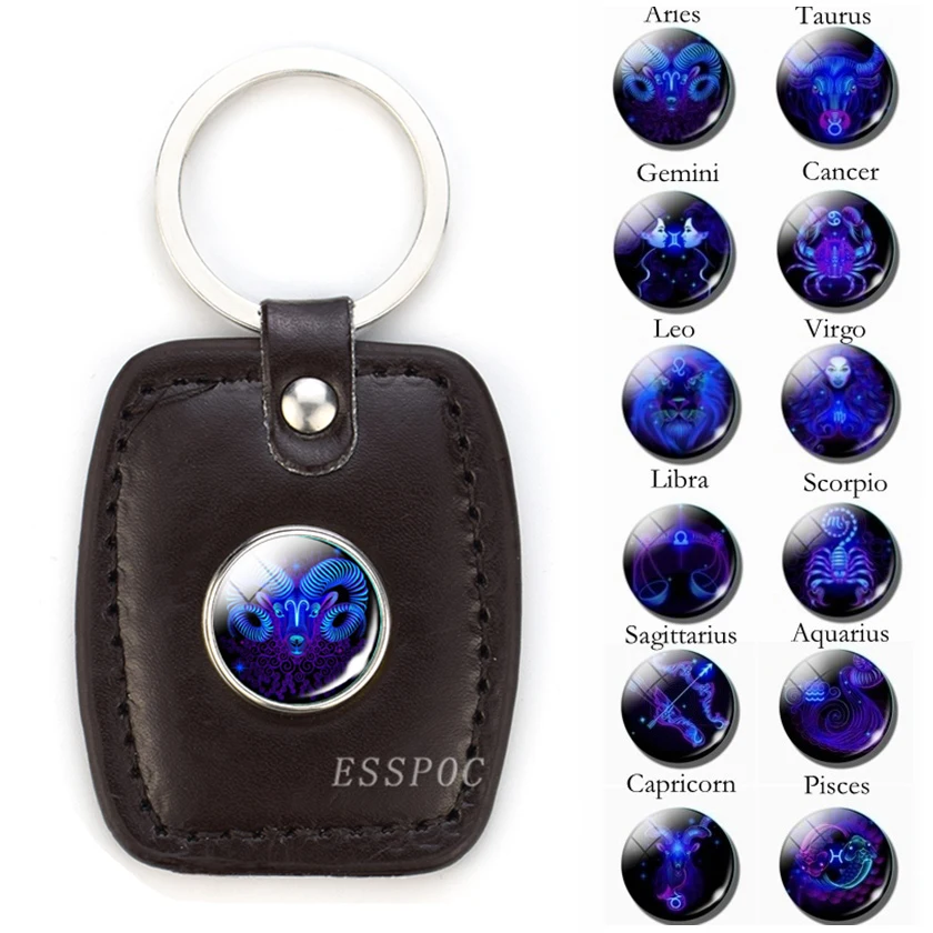 New 12 Constellation Keychain Bull Sheep Lion Crab Scorpion Zodiac Button Leather Key Chain Car Key Ring Men Birthday Gift
New 12 Constellation Keychain Bull Sheep Lion Crab Scorpion Zodiac Button Leather Key Chain Car Key Ring Men Birthday Gift