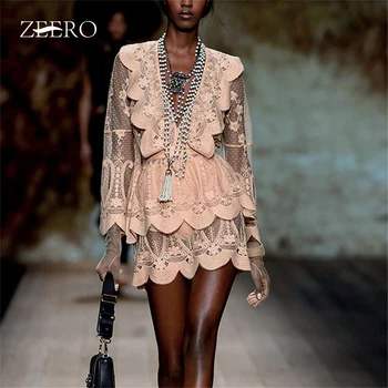 High-end Custom Runway Lace Dress Elegant Women Sexy V Neck Flare Sleeve Hollow Out Ruffles Pacthwork Mini Party Dresses Vestido
High-end Custom Runway Lace Dress Elegant Women Sexy V Neck Flare Sleeve Hollow Out Ruffles Pacthwork Mini Party Dresses Vestido