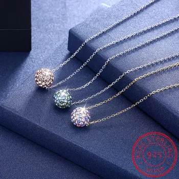 Pure 925 Sterling Silver Necklace Female Luxury Crystal Ball Pendant Necklace Women Silver Chain Elegant Jewelry collares choker
Pure 925 Sterling Silver Necklace Female Luxury Crystal Ball Pendant Necklace Women Silver Chain Elegant Jewelry collares choker