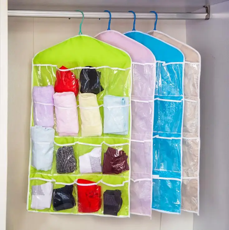 Storage bags 16 pockets clear hanging bag socks bra underwear rack hanger storage organizer
Storage bags 16 pockets clear hanging bag socks bra underwear rack hanger storage organizer