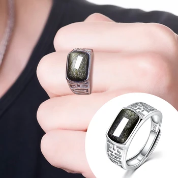 2020 Anillos Rings Anel Masculino Obsidian Implications Men's Ring S925 Mosaic And Golden Open Push Finger Mouth Adjustment
2020 Anillos Rings Anel Masculino Obsidian Implications Men's Ring S925 Mosaic And Golden Open Push Finger Mouth Adjustment
