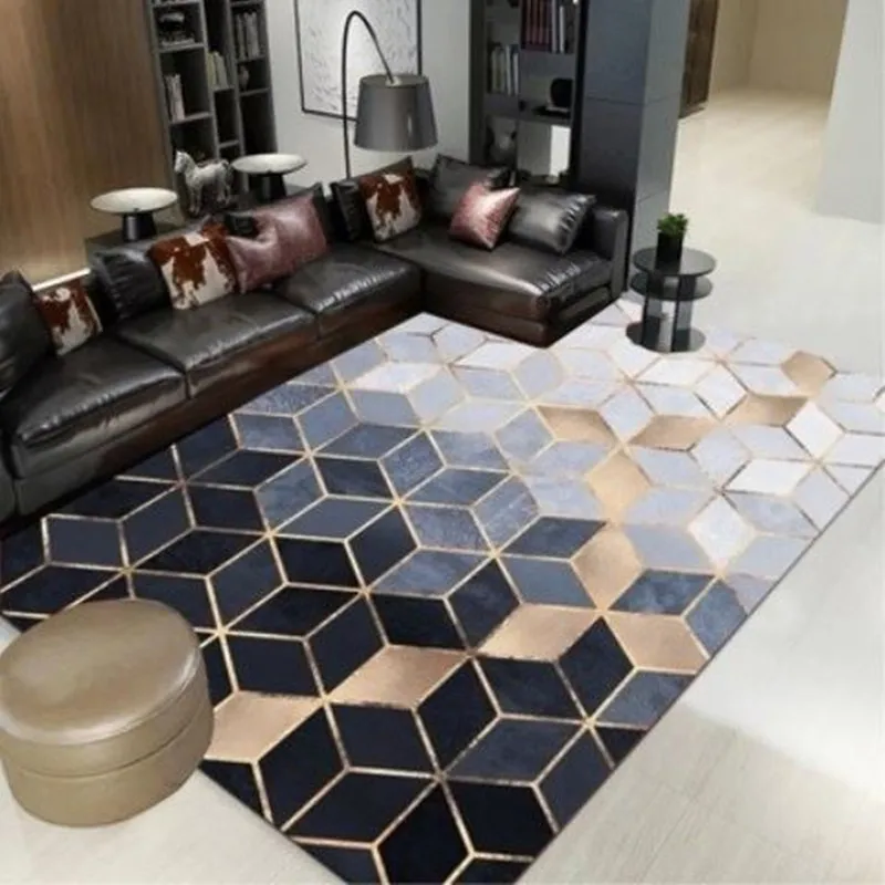 

American Nordic Chenille Geometric Carpets For Living Room Bedroom Area Rugs Coffee Table Antiskid Mat Home Delicate soft Carpet