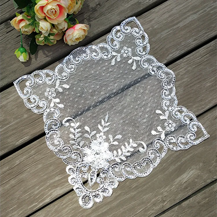 Square 27cm Modern Embroidered Mesh Lace Small Cover Towel Coffee Cup Table Mat Vase Pad Accessories Placemat Dust Cloth Coaster
Square 27cm Modern Embroidered Mesh Lace Small Cover Towel Coffee Cup Table Mat Vase Pad Accessories Placemat Dust Cloth Coaster