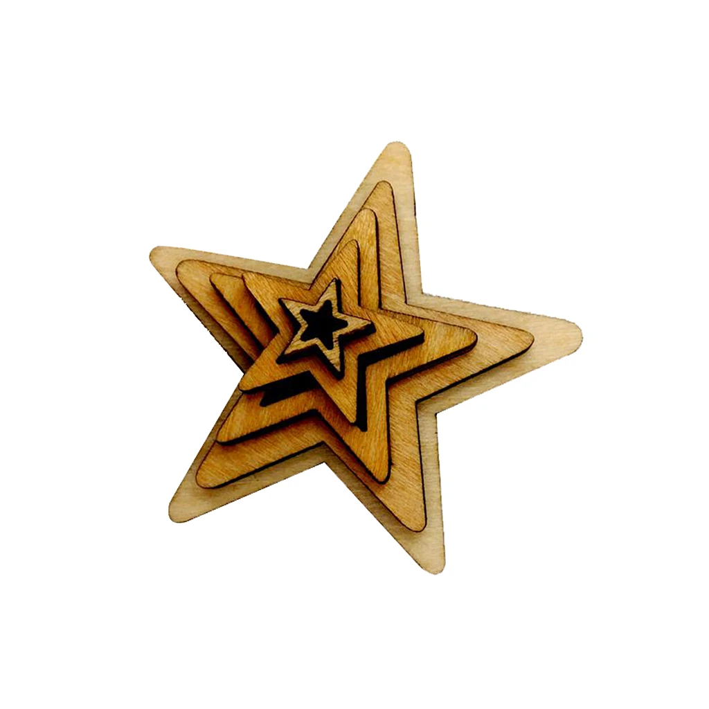 50Pcs Assorted Size Hollow Star Shape Unfinished Wood Embellishments Craft for DIY Wedding Party Decor Favor Gift Tag Scrapbook