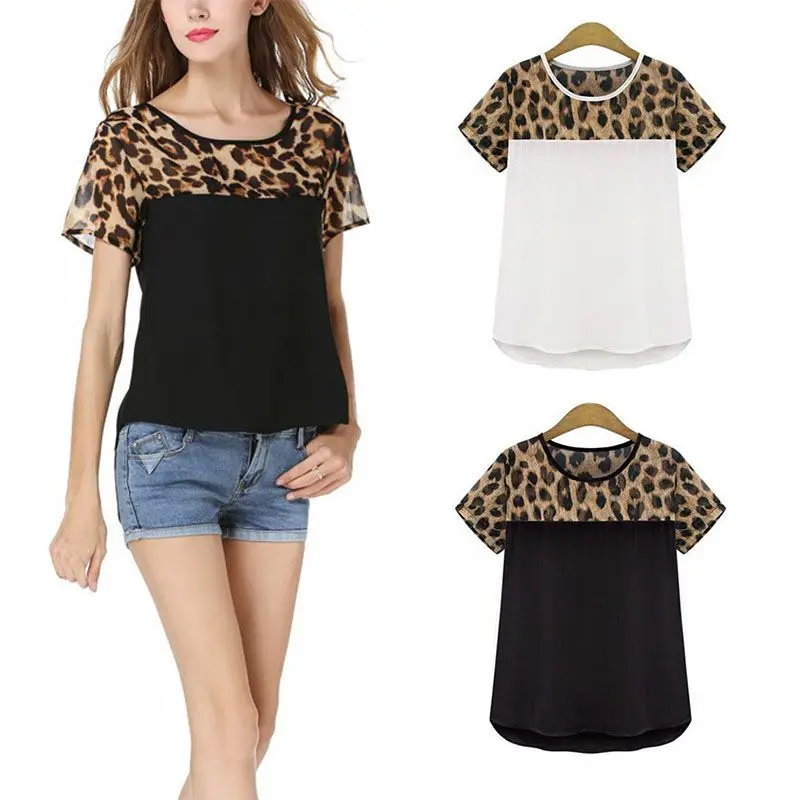 Women Summer Chiffon leopard Print Top Patchwork Casual Ladies Wear Short-sleeved Round Neck Blouses S-2XL
Women Summer Chiffon leopard Print Top Patchwork Casual Ladies Wear Short-sleeved Round Neck Blouses S-2XL