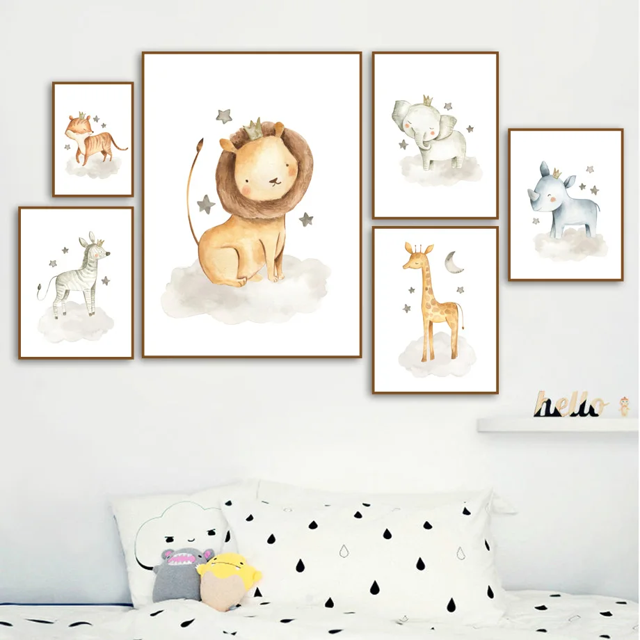 Cute Lion Fox Zebra Elephant Crown Nordic Posters And Prints Wall Art Canvas Painting Watercolor Wall Pictures Kids Room Decor
Cute Lion Fox Zebra Elephant Crown Nordic Posters And Prints Wall Art Canvas Painting Watercolor Wall Pictures Kids Room Decor