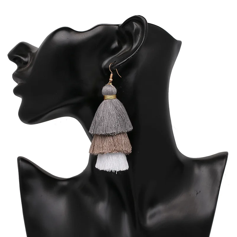 Bohemia Boho Enthnic Combine Joint Colors Tan Black Hot Pink Navy Blue Pink Peach Triple Layers Tassel Dangle Earrings For Women
Bohemia Boho Enthnic Combine Joint Colors Tan Black Hot Pink Navy Blue Pink Peach Triple Layers Tassel Dangle Earrings For Women