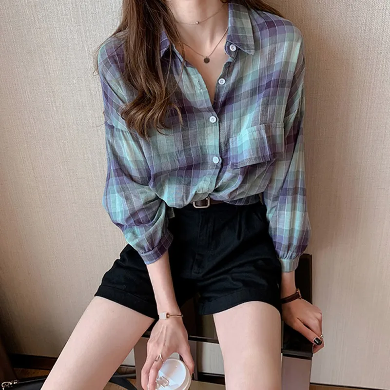 Plus Size Fashion Women Tops and Blouses Female Casual Loose Blouse Long Sleeve Button Plaid Shirt Top blusas mujer de moda 2019
Plus Size Fashion Women Tops and Blouses Female Casual Loose Blouse Long Sleeve Button Plaid Shirt Top blusas mujer de moda 2019