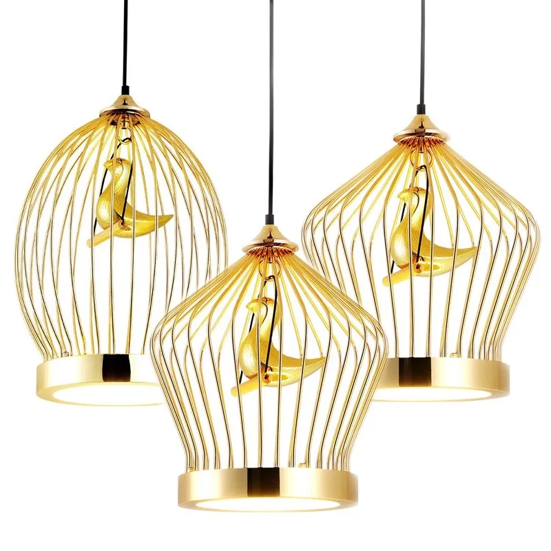 Post modern simple LED pendant light Plated gold birdcage model droplight dining room foyer office bedside lighting fixture
Post modern simple LED pendant light Plated gold birdcage model droplight dining room foyer office bedside lighting fixture