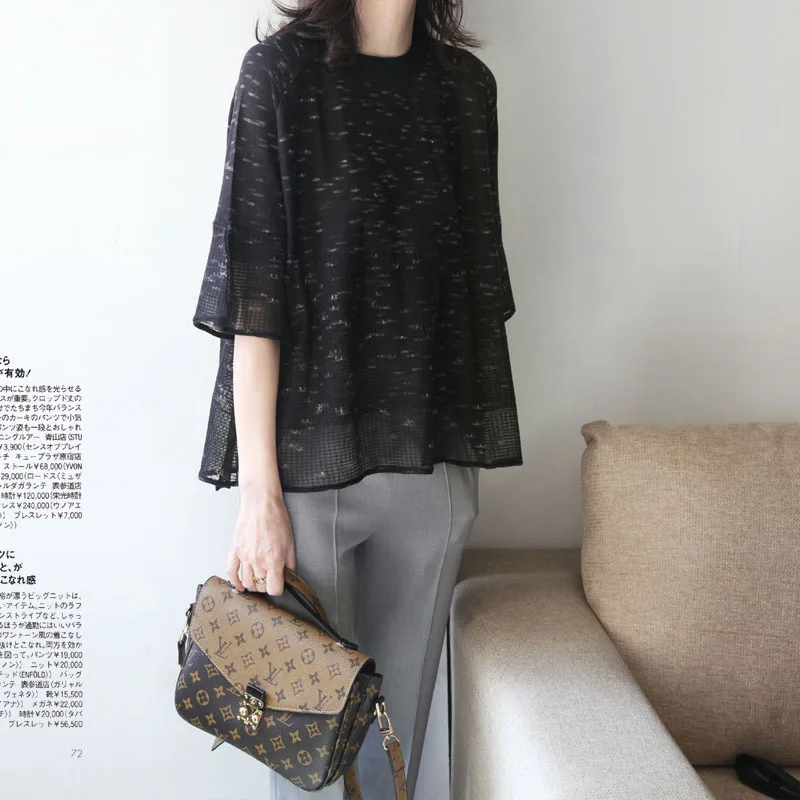 2017 Fashion Knitting Thin Section Women Sweaters Loose Half Sleeve Linen Blend Mixed Thread Lotus Leaf Sleeve
2017 Fashion Knitting Thin Section Women Sweaters Loose Half Sleeve Linen Blend Mixed Thread Lotus Leaf Sleeve