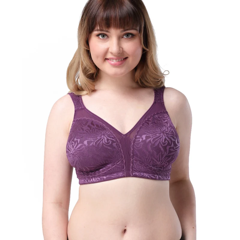 

Plus Size Bras 44 46 48 50 52 C D DD DDD E F G H I Womens Full Coverage Plus Size Unlined Non Padded Wireless Minimizer Bra
