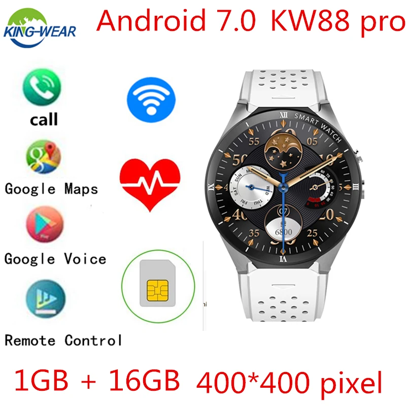 KW88 Pro Android 7 0 Смарт-часы ПЗУ 16 ГБ + ОЗУ 1 39 дюйма 400*400 экран с камерой 2.0MP для SAMSUNG huawei