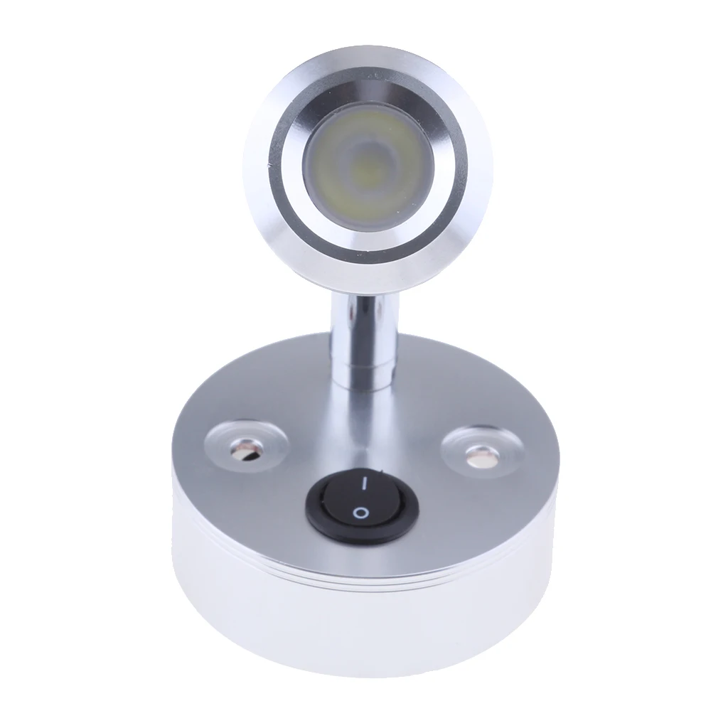 12V 3W 6000K Wall LED Spot Reading Light Switch Caravan Camper Boat Silver