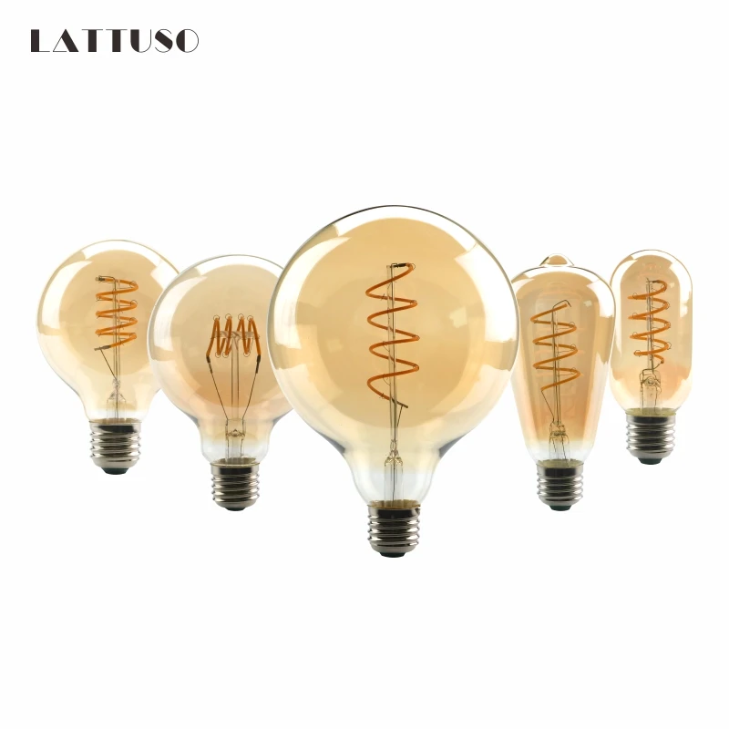 LATTUSO Retro Spiral Light LED Filament Bulb 220V ST64 G125 G95 G80 T45 Dimmable 4W 2200K Vintage Lamps For Decorative Lighting
LATTUSO Retro Spiral Light LED Filament Bulb 220V ST64 G125 G95 G80 T45 Dimmable 4W 2200K Vintage Lamps For Decorative Lighting
