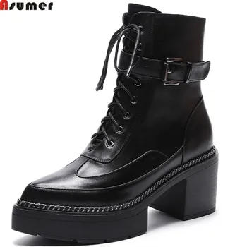 ASUMER autumn winter women boots fashion pointed toe zipper genuine leather ladies boots square heel cow leather ankle boots
ASUMER autumn winter women boots fashion pointed toe zipper genuine leather ladies boots square heel cow leather ankle boots