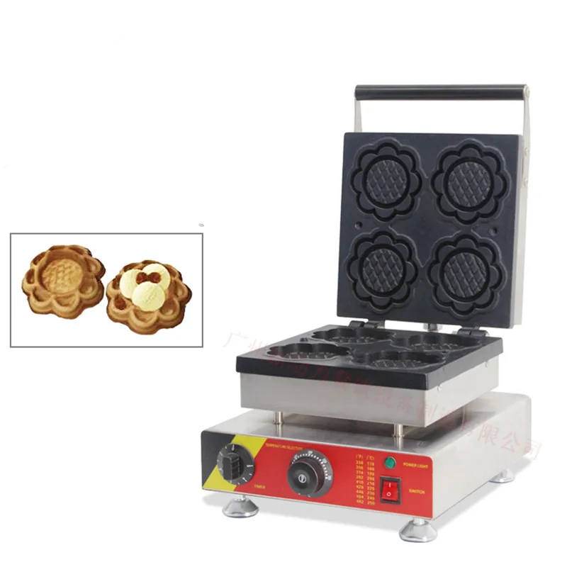 110/220V Commercial Non-stick Sunflower Shaped Waffle Maker Machine 4pcs Flower Waffle Baker Oven Ice Cream Cone
110/220V Commercial Non-stick Sunflower Shaped Waffle Maker Machine 4pcs Flower Waffle Baker Oven Ice Cream Cone