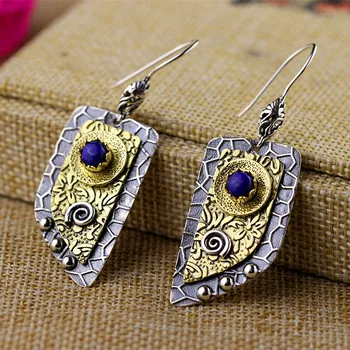 The character of silver new incoming personality exotic style shield Lapis S925 Earrings
The character of silver new incoming personality exotic style shield Lapis S925 Earrings