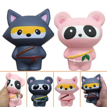 

New Animal Jumbo 14CM Kawaii Ninja Squishy Panda/Bear/Fox Bread Soft Slow Rising Fun Kid Toys Sweet Charm Cartoon Cake Wholesale