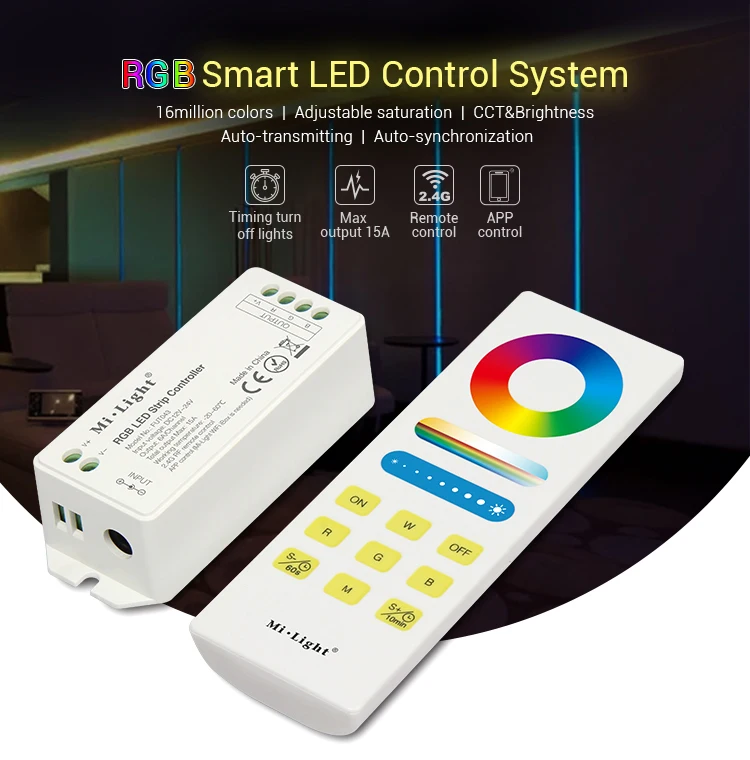 Milight RGB RGBW RGB+CCT Remote LED controller Auto transmitting synchronization Timming 2.4G Remote Control APP Controlable
Milight RGB RGBW RGB+CCT Remote LED controller Auto transmitting synchronization Timming 2.4G Remote Control APP Controlable