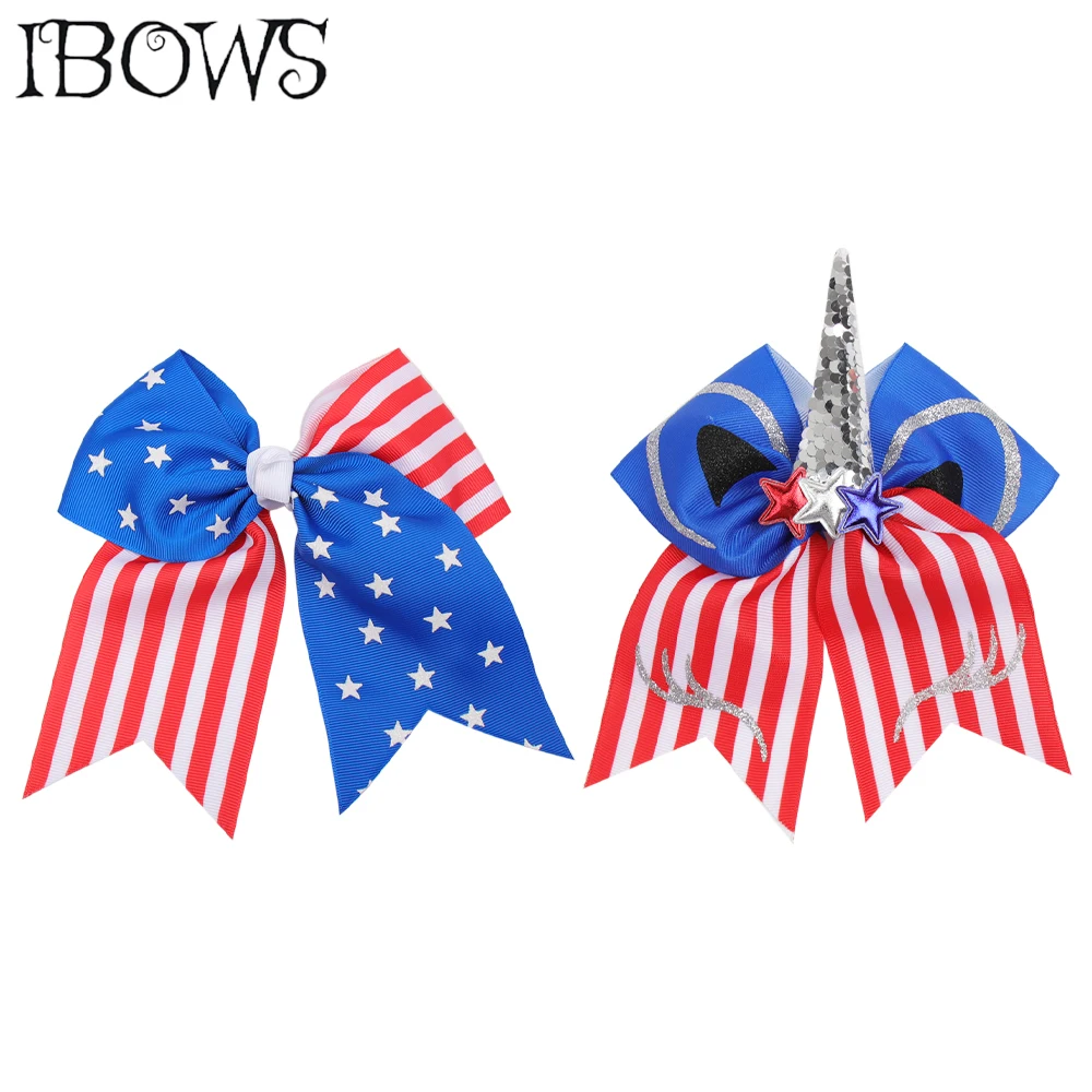 7 Inch Independence Day Cheer Bows for Girls Sequins Unicorn Hair Holder with Clips 4th of July Hair Accessories for Kids Party
7 Inch Independence Day Cheer Bows for Girls Sequins Unicorn Hair Holder with Clips 4th of July Hair Accessories for Kids Party
