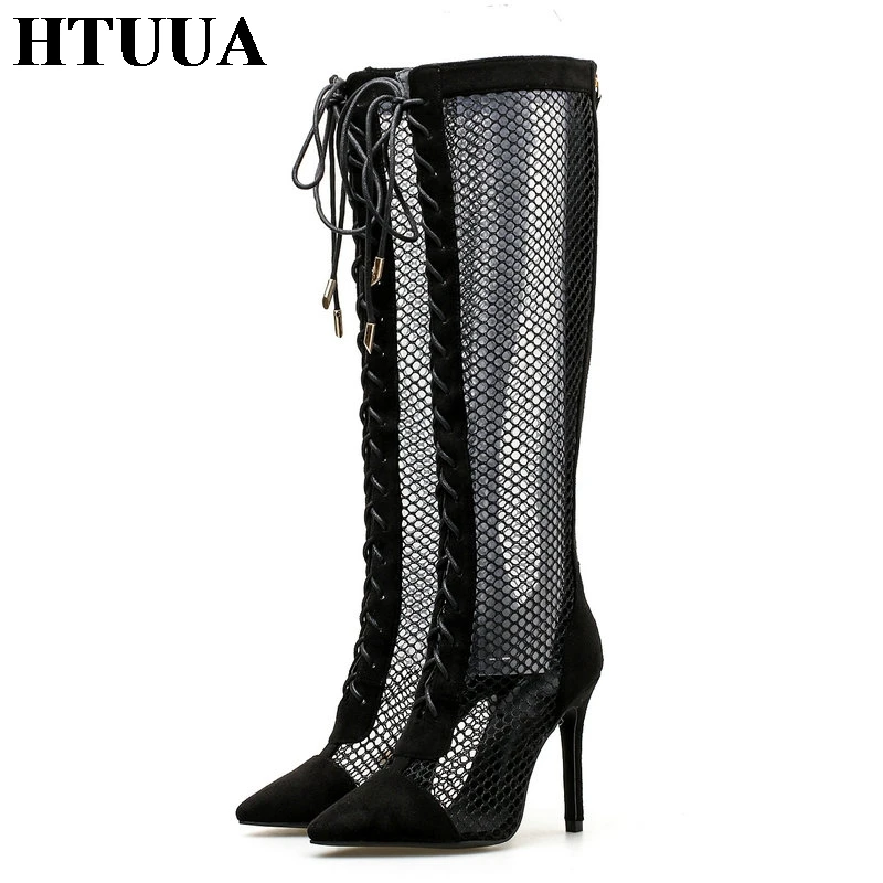 HTUUA 2019 Summer Hollow Mesh Over the Knee Boots Women Sexy Pointed Toe Lace-Up Thin High Heels Sandals Long Boots SX2886
HTUUA 2019 Summer Hollow Mesh Over the Knee Boots Women Sexy Pointed Toe Lace-Up Thin High Heels Sandals Long Boots SX2886