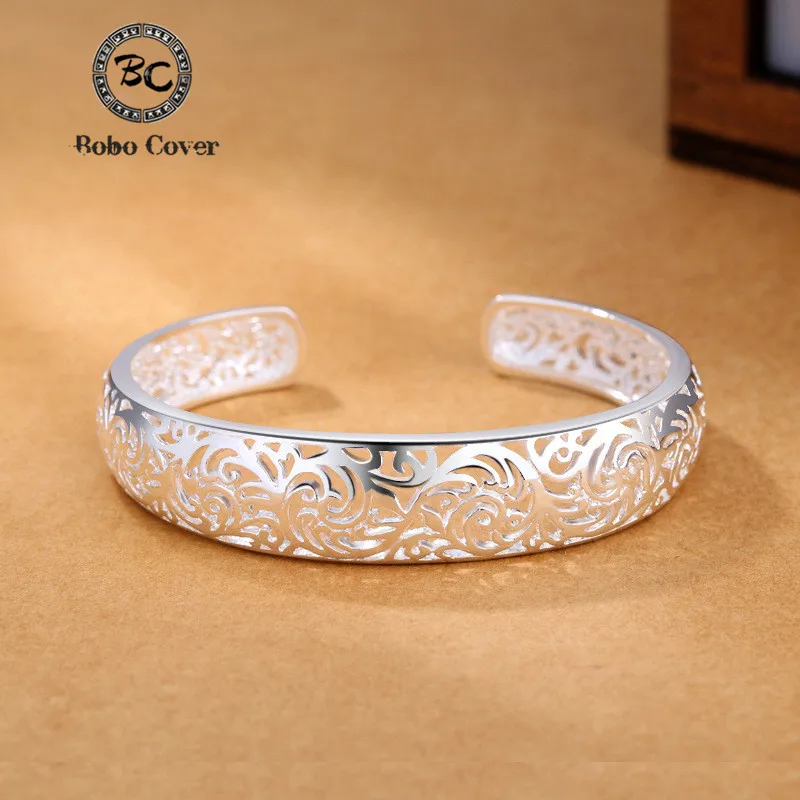 Bobo Cover Silver Vintage opening bracelets & bangle Top quality Hollow carved flowers Bangle for Women Chinese Elements Bijoux
Bobo Cover Silver Vintage opening bracelets & bangle Top quality Hollow carved flowers Bangle for Women Chinese Elements Bijoux