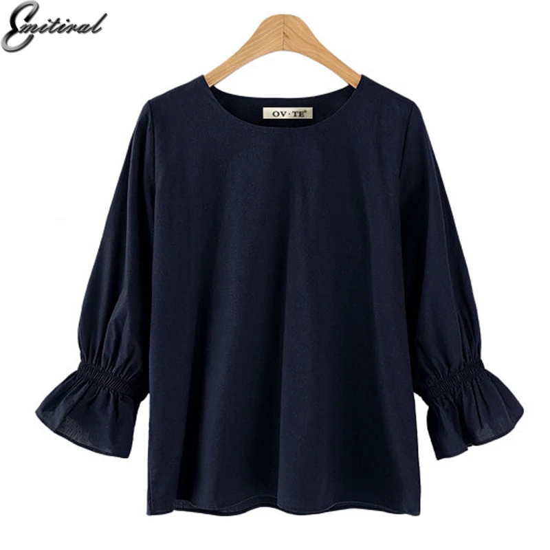 Emitiral 2018 Autumn Summer Women Shirts Polyester Simple Round Blouses Tops Big Plus Size Casual Blusas Navy Women Clothing
Emitiral 2018 Autumn Summer Women Shirts Polyester Simple Round Blouses Tops Big Plus Size Casual Blusas Navy Women Clothing