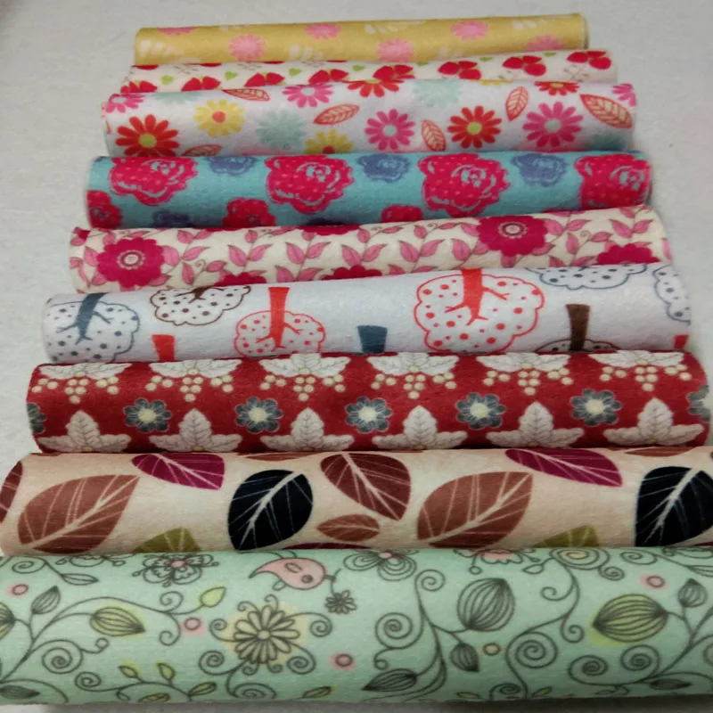 Pretty 9pcs Soft Digital Printing Flower Tree Nonwoven Felt Package 15x15cm For DIY Sewing Decoration | Дом и сад