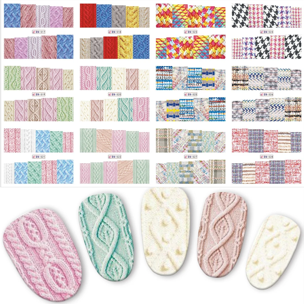 12pcs/set Nail Art Stickers Water Transfer Beauty Sweater Clothes Pattern Stickers DIY Nail Art Decals Colorful Labels BN517-528
12pcs/set Nail Art Stickers Water Transfer Beauty Sweater Clothes Pattern Stickers DIY Nail Art Decals Colorful Labels BN517-528