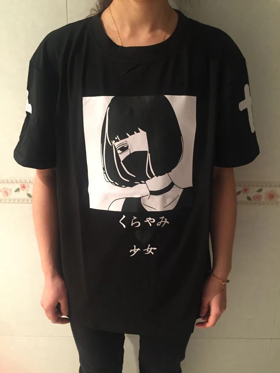 Cartoon Girl Character Japanese Letter Cross Love Print Harajuku T-Shirt Plus Size Korean Streetwear T Shirt Tee Graphic Top
Cartoon Girl Character Japanese Letter Cross Love Print Harajuku T-Shirt Plus Size Korean Streetwear T Shirt Tee Graphic Top