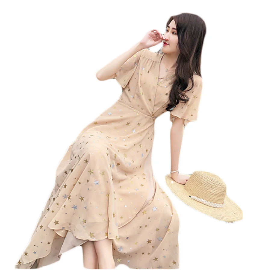 Asymmetrical Office Wrap Summer Stars Dress Ruffle Sleeve Women Long Ladies Boho Dresses Bow Chiffon Party Kleider Damen C205H
Asymmetrical Office Wrap Summer Stars Dress Ruffle Sleeve Women Long Ladies Boho Dresses Bow Chiffon Party Kleider Damen C205H