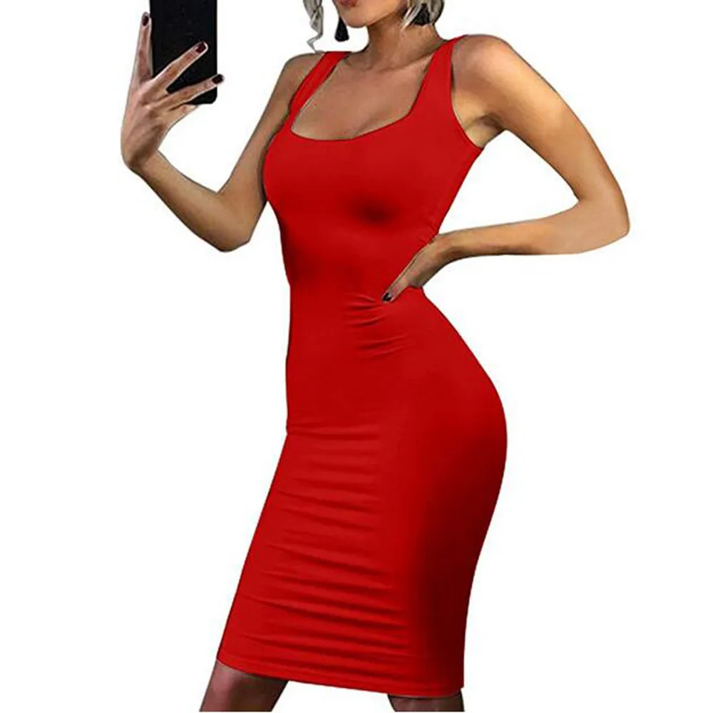 2019 Summer Dress Women Fashion Solid Casual Sleeveless Dress Pencil Knee Length Club Tank Dress woman party night vestidos
2019 Summer Dress Women Fashion Solid Casual Sleeveless Dress Pencil Knee Length Club Tank Dress woman party night vestidos