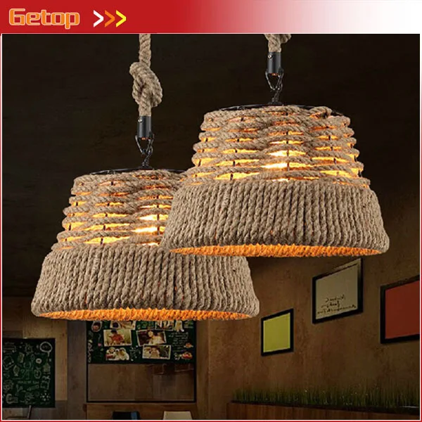 Best Price American Village Vintage Chandelier Handmade Knitted Pure Hemp Rope Light Retro Bar Creative Balcony Aisle | Освещение