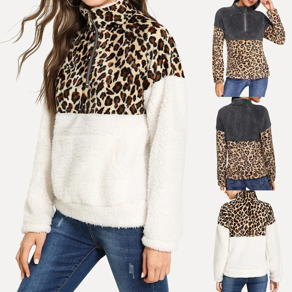 Autumn And Winter Comfortable Casual Women's Long Sleeve Fleece Sweatshirt Warm Zip Leopard Fuzzy Hoodie Pullover Coats Tunic
Autumn And Winter Comfortable Casual Women's Long Sleeve Fleece Sweatshirt Warm Zip Leopard Fuzzy Hoodie Pullover Coats Tunic