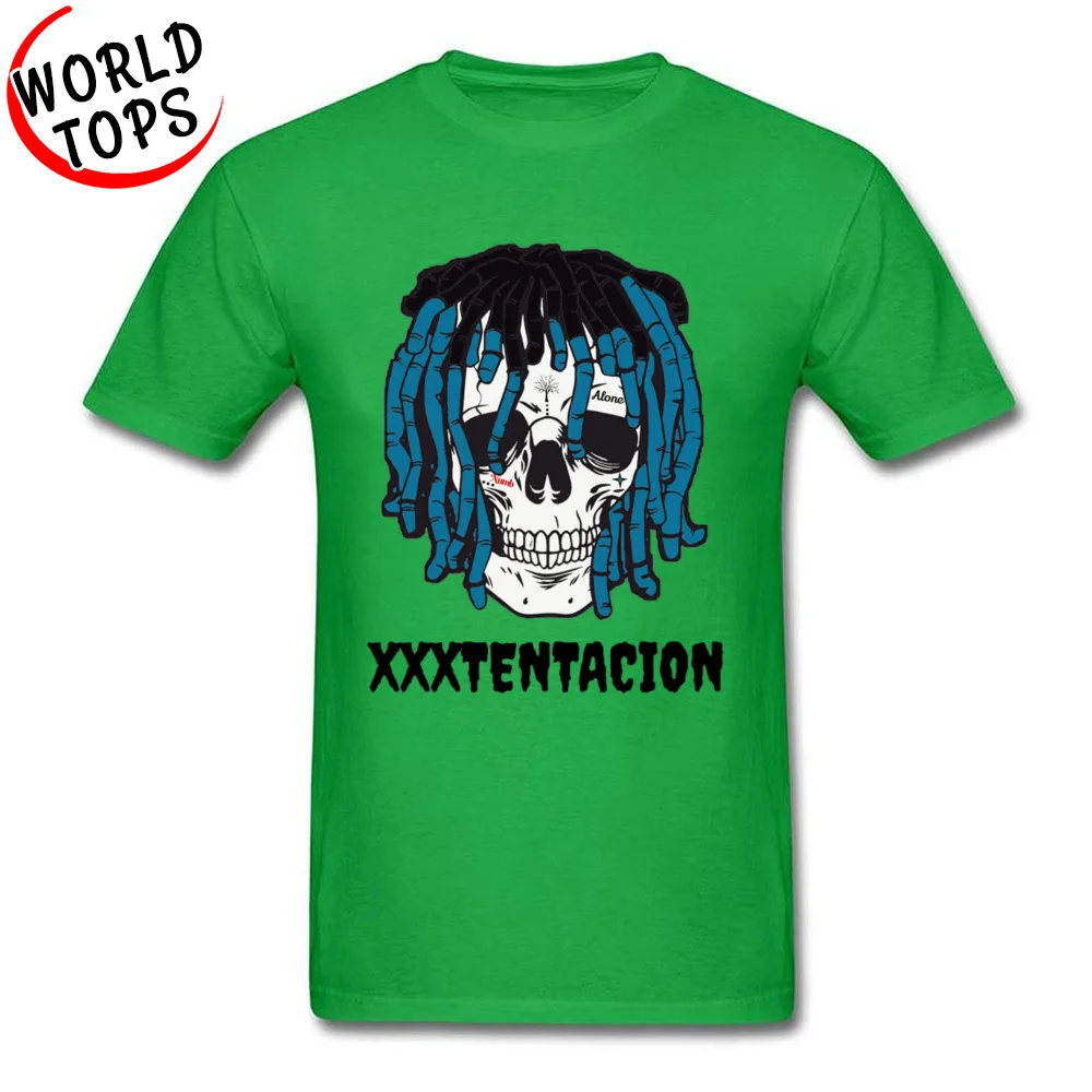 Tops T Shirt XXXTENTACION SKELETON FACE Thanksgiving Day Funny Cool Short Sleeve 100% Cotton O Neck Men T Shirts Cool Tee-Shirt XXXTENTACION SKELETON FACE green