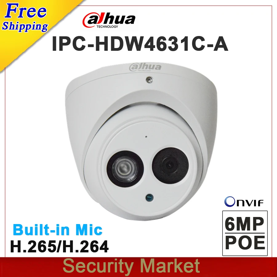 Original dahua 6MP POE Dome network Camera IPC-HDW4631C-A replace IPC-HDW4431C-A CCTV IP camera with IR 50m support Buit-in Mic
Original dahua 6MP POE Dome network Camera IPC-HDW4631C-A replace IPC-HDW4431C-A CCTV IP camera with IR 50m support Buit-in Mic