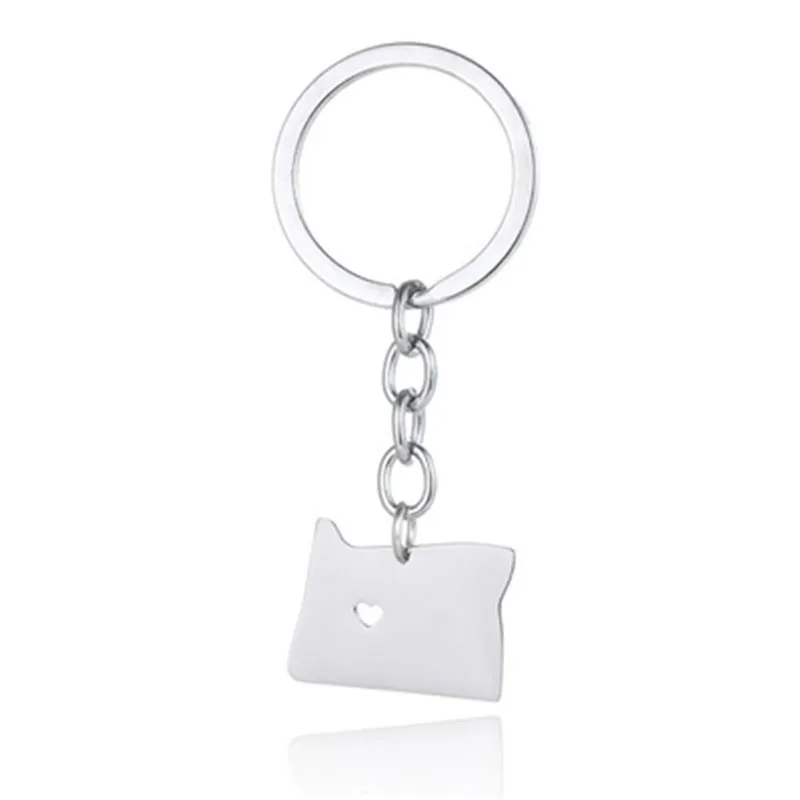 Hot sale Oregon accessories pendant Stainless steel USA map keychain Men and women jewelry | Украшения и аксессуары